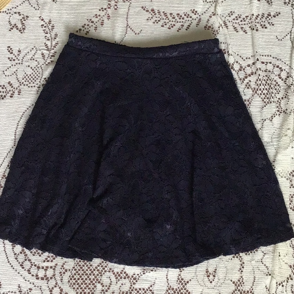 3/$10 - AQUA- Navy Blue Lace Skater Skirt